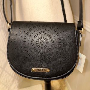 Mudd Small Black Faux Leather Hobo Boho Hand bag NWT